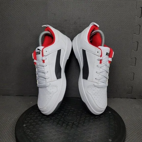 Puma Rebound Layup Lo Shoes Mens Sz 8 White Red Athletic Trainers Sneakers