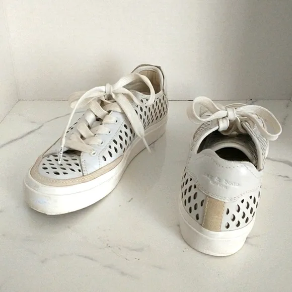 Rag &amp; Bone Army Genuine Leather Perforated Low-Top Sneakers