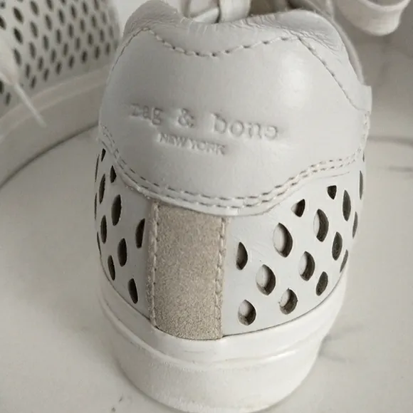 Rag &amp; Bone Army Genuine Leather Perforated Low-Top Sneakers