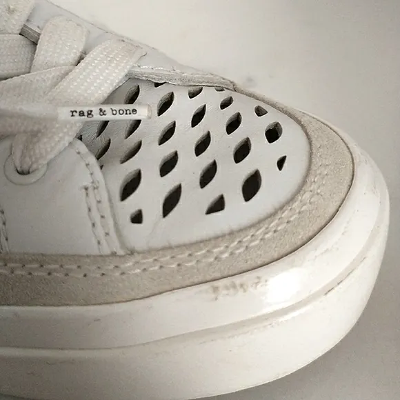 Rag &amp; Bone Army Genuine Leather Perforated Low-Top Sneakers