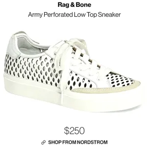 Rag &amp; Bone Army Genuine Leather Perforated Low-Top Sneakers