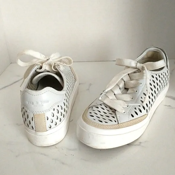 Rag &amp; Bone Army Genuine Leather Perforated Low-Top Sneakers