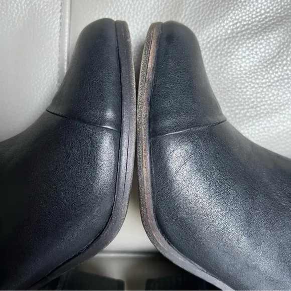 Rag &amp; Bone Black leather Harrow Ankle Boots Booties Sz 38 US 8 Stacked Heel