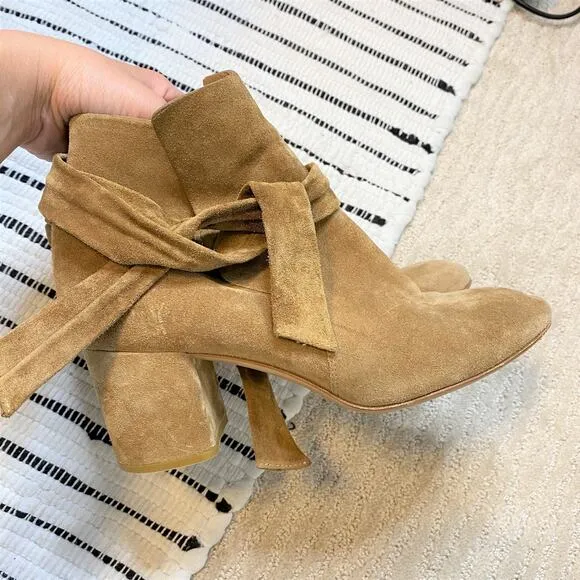 Rag &amp; Bone Dalia Ankle-Tie Suede Ankle Boots 38