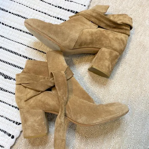 Rag &amp; Bone Dalia Ankle-Tie Suede Ankle Boots 38