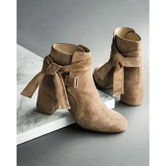 Rag &amp; Bone Dalia Ankle-Tie Suede Ankle Boots 38
