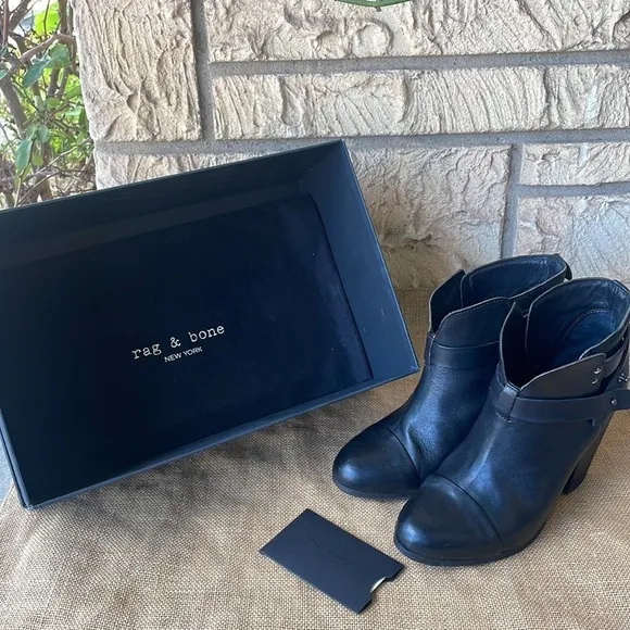 Rag &amp; Bone Harrow boots black Ankle Leather Size 38 Box