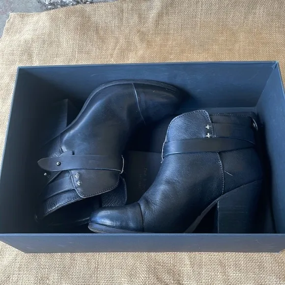 Rag &amp; Bone Harrow boots black Ankle Leather Size 38 Box