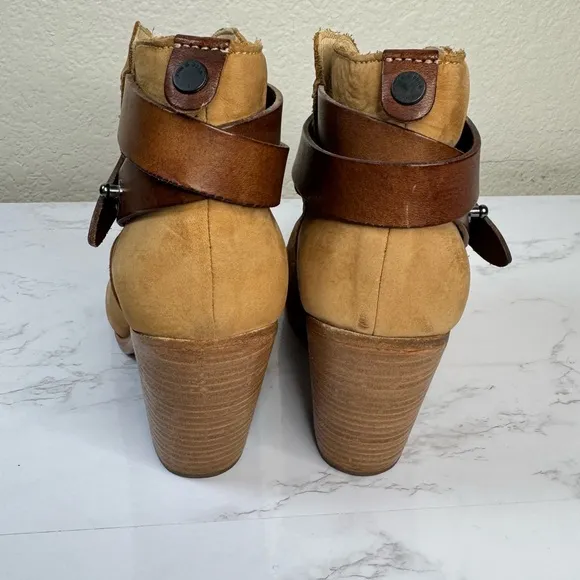 Rag &amp; Bone Harrow Nubuck Leather Ankle Boot Camel Women's Size 37.5/US7
