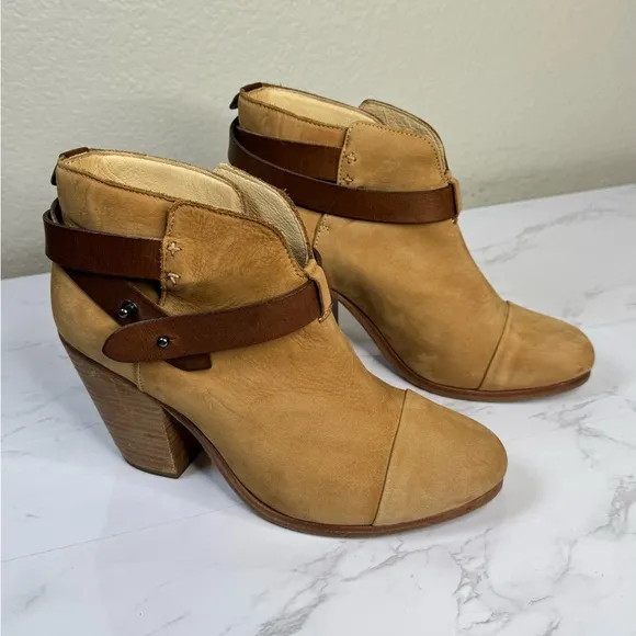 Rag &amp; Bone Harrow Nubuck Leather Ankle Boot Camel Women's Size 37.5/US7