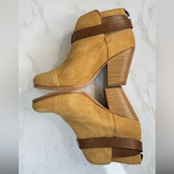 Rag &amp; Bone Harrow Nubuck Leather Ankle Boot Camel Women's Size 37.5/US7