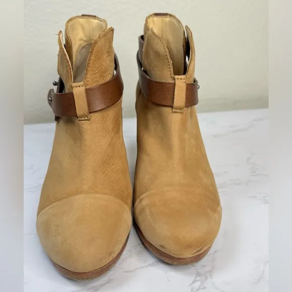 Rag &amp; Bone Harrow Nubuck Leather Ankle Boot Camel Women's Size 37.5/US7