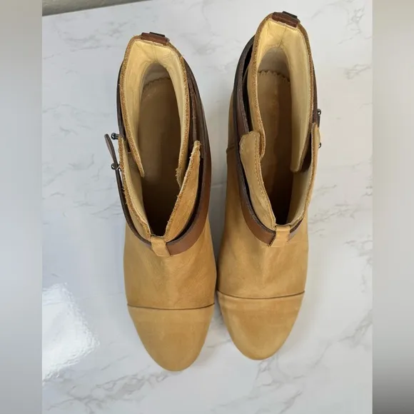 Rag &amp; Bone Harrow Nubuck Leather Ankle Boot Camel Women's Size 37.5/US7