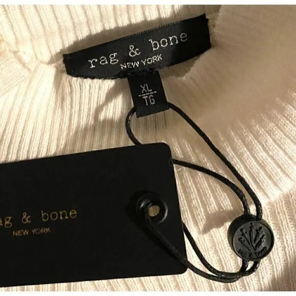 rag &amp; bone kate striped ribbed knit cashmere sweater dress turtleneck XL $378