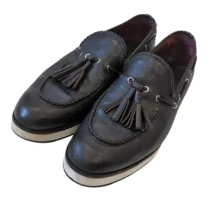 rag &amp; bone Mckenzie Tassel Loafer Platform Leather Black White Shoes 38 7.5