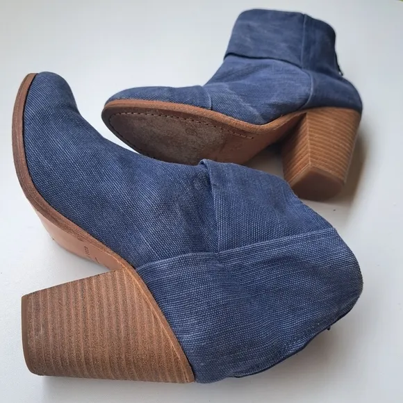 Rag &amp; Bone Newbury Ankle Boots Blue Canvas Blue Denim Size 40 /‎ US 10 cowgirl