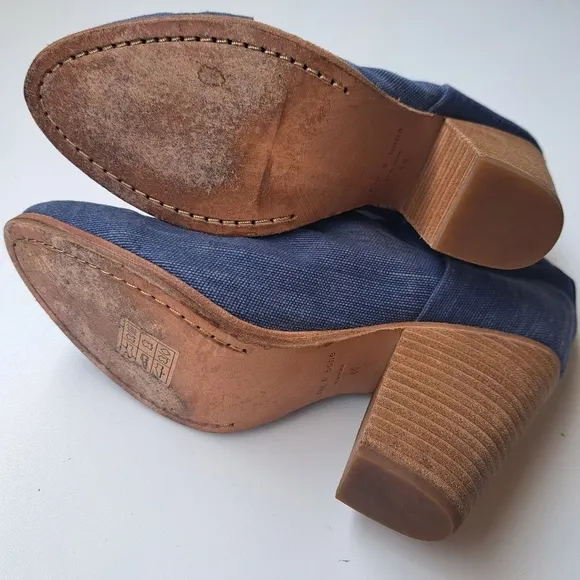 Rag &amp; Bone Newbury Ankle Boots Blue Canvas Blue Denim Size 40 /‎ US 10 cowgirl