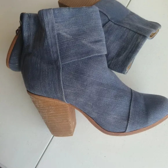 Rag &amp; Bone Newbury Ankle Boots Blue Canvas Blue Denim Size 40 /‎ US 10 cowgirl