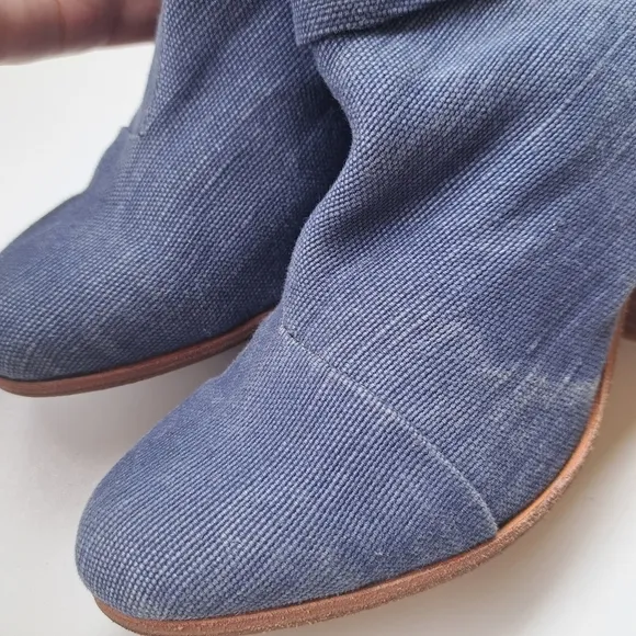 Rag &amp; Bone Newbury Ankle Boots Blue Canvas Blue Denim Size 40 /‎ US 10 cowgirl