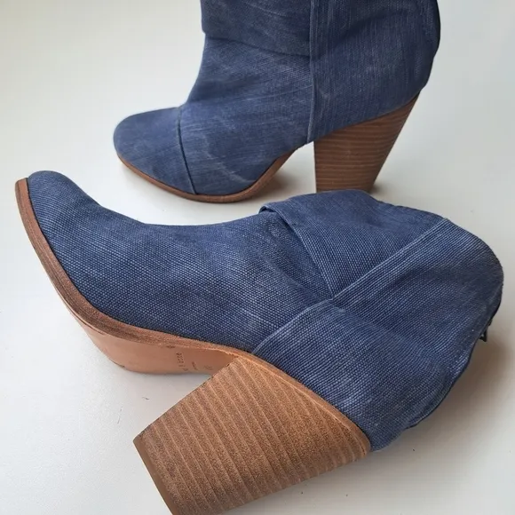 Rag &amp; Bone Newbury Ankle Boots Blue Canvas Blue Denim Size 40 /‎ US 10 cowgirl