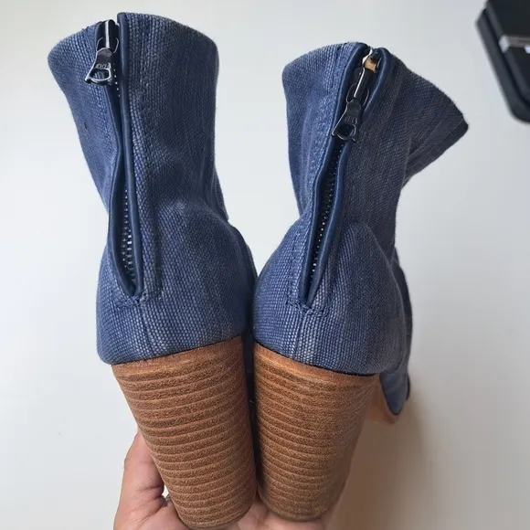 Rag &amp; Bone Newbury Ankle Boots Blue Canvas Blue Denim Size 40 /‎ US 10 cowgirl