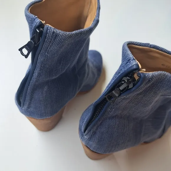 Rag &amp; Bone Newbury Ankle Boots Blue Canvas Blue Denim Size 40 /‎ US 10 cowgirl