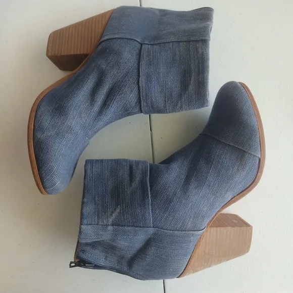 Rag &amp; Bone Newbury Ankle Boots Blue Canvas Blue Denim Size 40 /‎ US 10 cowgirl