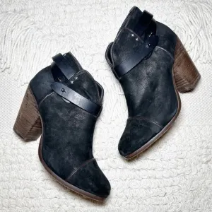 RAG &amp; BONE suede black leather Harrow heeled ankle booties 39.5