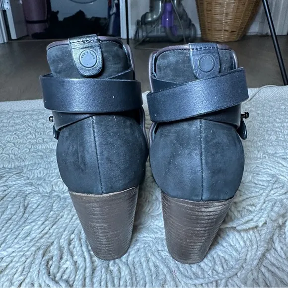 RAG &amp; BONE suede black leather Harrow heeled ankle booties 39.5