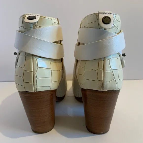 rag &amp; bone White Ivory Croc Leather Harrow Boots