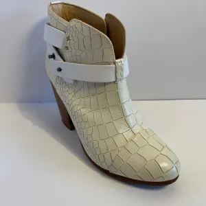 rag &amp; bone White Ivory Croc Leather Harrow Boots