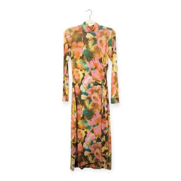 Rails Terra Floral Mona Sheer Lined Long Sleeve Dress Size S