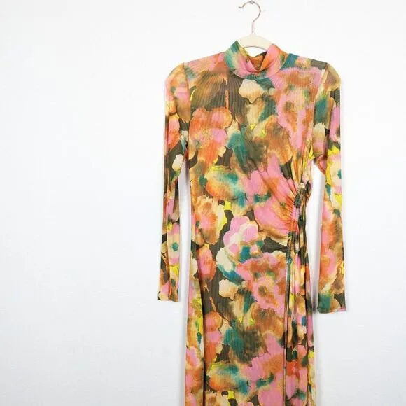 Rails Terra Floral Mona Sheer Lined Long Sleeve Dress Size S