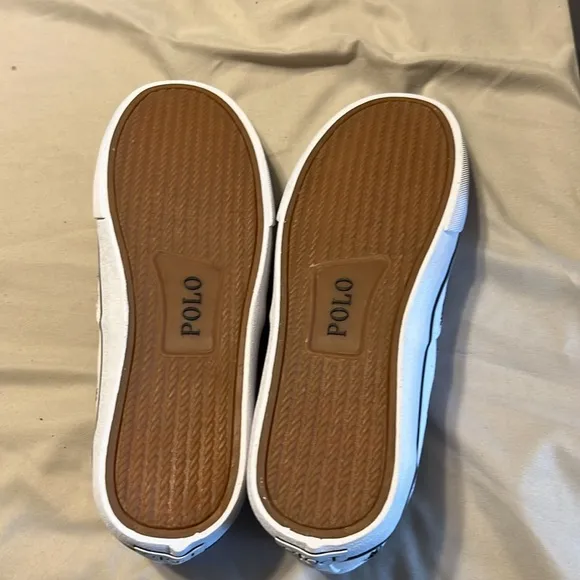 Ralph Lauren Men's White Sneakers with Black Accents new