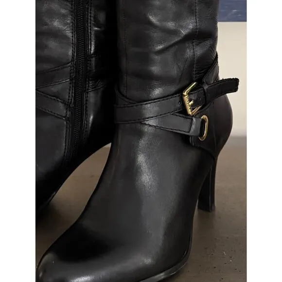 Ralph Lauren Women’s Black Becca Leather Equestrian Stiletto Boots 7 EUC!!!