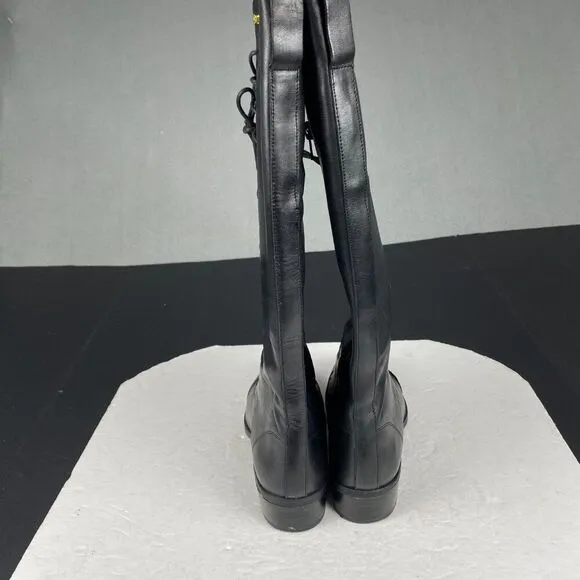 Ralph Lauren Womens Martina Leather Riding Tall Boots Size 7B Black 15 Eyelet