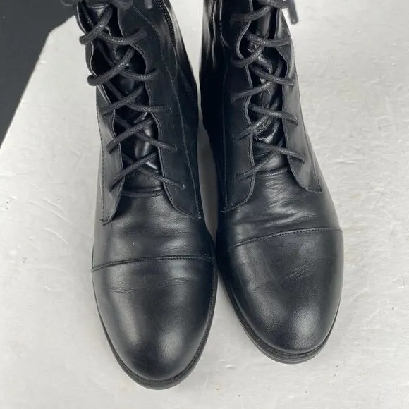 Ralph Lauren Womens Martina Leather Riding Tall Boots Size 7B Black 15 Eyelet
