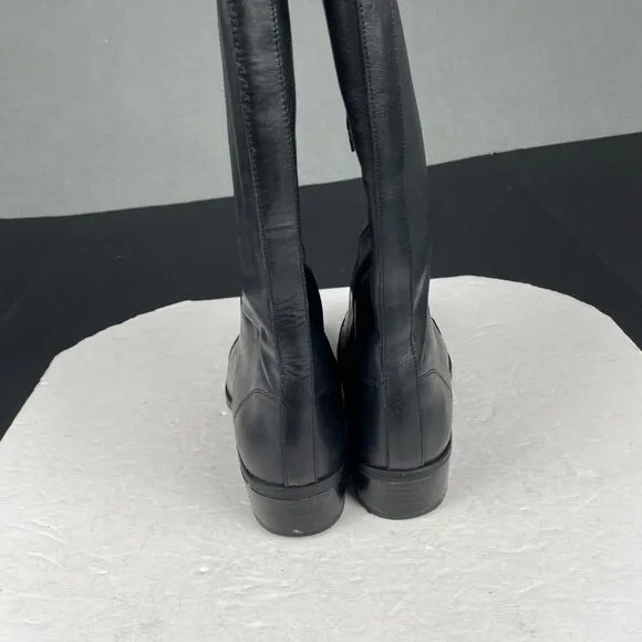 Ralph Lauren Womens Martina Leather Riding Tall Boots Size 7B Black 15 Eyelet