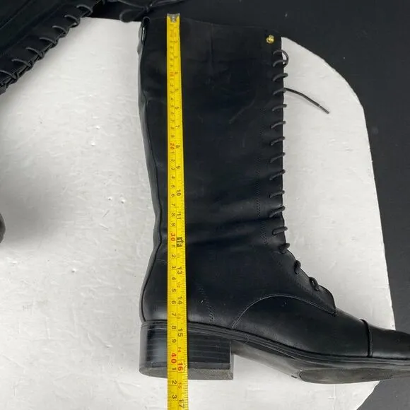 Ralph Lauren Womens Martina Leather Riding Tall Boots Size 7B Black 15 Eyelet