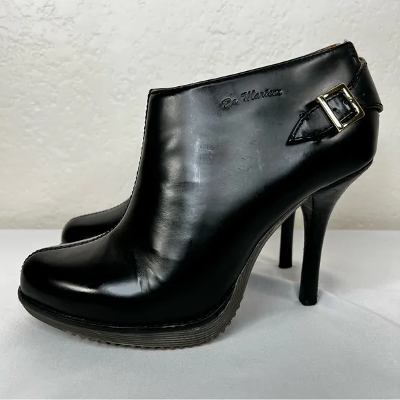 RARE Dr. Martens Nevena Zita Leather Stiletto Ankle Boots Heels Booties 7 EUC