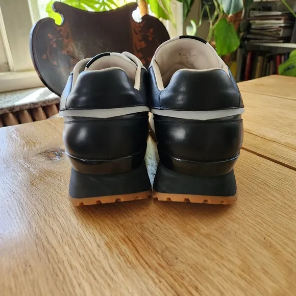 RARE Leizilei Calf Leather Sneakers Mens Size 12 Black White Platform Shoes Y2k