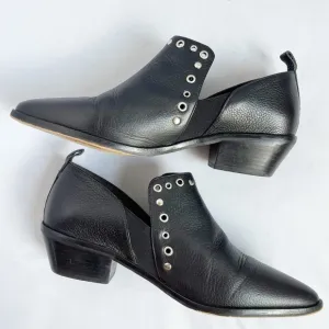 Rebecca Minkoff Black Leather Ankle Boots with silver studs size 8
