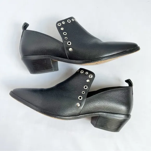Rebecca Minkoff Black Leather Ankle Boots with silver studs size 8