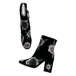 Rebecca Minkoff Bryce Floral Embroidery Black Ankle Booties Women’s Size 6 NWT