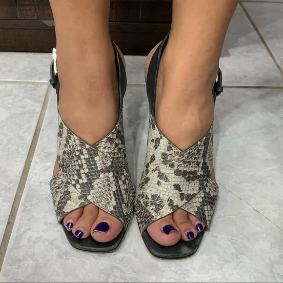 Rebecca Minkoff Pina Snake Skin Heeled Sandals