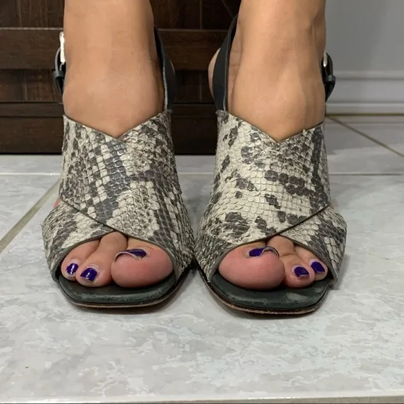 Rebecca Minkoff Pina Snake Skin Heeled Sandals