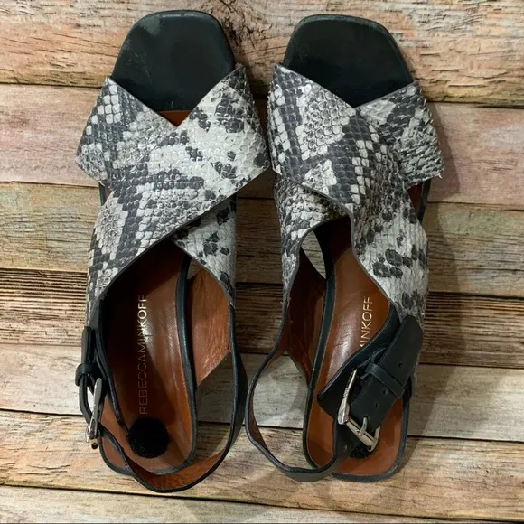 Rebecca Minkoff Pina Snake Skin Heeled Sandals