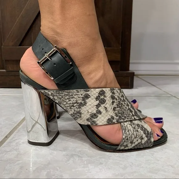 Rebecca Minkoff Pina Snake Skin Heeled Sandals