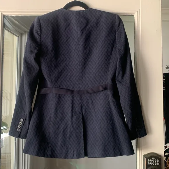 Rebecca Taylor NYC Jacket Suit Dinner Navy Zig Zag  US 4