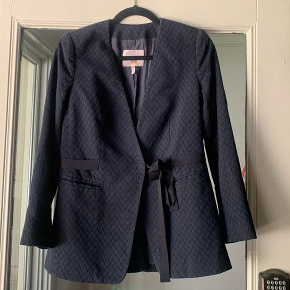 Rebecca Taylor NYC Jacket Suit Dinner Navy Zig Zag  US 4